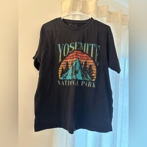 Rebellious One Black Yosemite Graphic Tee with Teal & Orange Print
